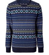 Uncommonly soft and high-quality pullover in a fine cashmere blend - Features a stylish striped pattern in blue, typical of Paul Smith designs - Long and narrow with ribbing, round neckline and long sleeves - Try with fall/winter favorites like corduroys, boots and a blazer