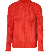 Chunky knit pullovers are a trend favorite must, and Jet Sets textural dark orange crew neck is an ultra contemporary choice - Rounded neckline, long sleeves, ribbed trim - Classic straight fit - Wear with everything from favorite tees and jeans to fitted button-downs and tailored trousers