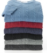 Always a classic. This cable-knit sweater from Geoffrey Beene sweater is a timeless piece every man must own.