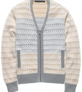 It's not just a layer, it's a look. This cool cardigan from Sean John is just what the climate calls for.