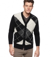 In a studious argyle, this cardigan from X-Ray perfectly captures prepster style.