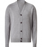 A mens fashion gem: the cardigan - stylish cardigan by the British traditional label John Smedley - woolmix, in an elegant silver grey color - trendy slim cut with V-neck and button placket - perfect for a casual look with jeans or light pants - can also be worn very well under a blazer - a clothing item for every season