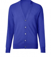 Bring bold style to your casual look with this vibrant-hued cotton cardigan from PS Paul Smith -V-neck, front button placket, ribbed cuffs and hem - Pair with a crisp button down, slim trousers, and oxfords