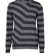 Inject an edge of optical allure into your everyday favorite knitwear collection with PS by Paul Smiths modern striped pullover - Rounded neckline, long sleeves, slim fit - Pair with jeans and Chelsea boots