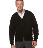 Instant temperature control. This Geoffrey Beene cardigan has easy-on, easy-off style.