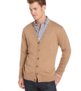 Smooth out your regular rotation and button up in the classic style of this handsome jersey-knit cotton cardigan from Izod.