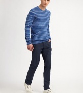 Crafted from lightweight, cotton jersey, this traditional crewneck exudes casual elegance with a defined striped pattern.CrewneckRibbed knit collar, cuffs and hemCottonHand washImported