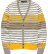 This striped cardigan from Sean John is a hip upgrade from the classic sweater silhouette.