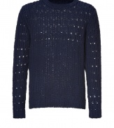 With its cool chunky knit and relaxed fit, Marc by Marc Jacobs navy pullover is destined to be your everyday casual favorite - Round neckline, long sleeves, ribbed trim, textural chunky knit throughout - Relaxed fit - Wear with favorite skinnies, a tissue tee and flats