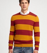 Colorful, sporty stripes band the body of this fine-knit wool pullover.Rib-knit crewneck, cuffs and hemWoolDry cleanMade in Italy of imported fabric