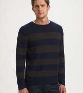 Sophisticated stripes and a textural wool blend elevate this crewneck pullover with everyday, wear-with-all style.Crewneck50% merino wool/25% camel hair/25% nylonHand washImported