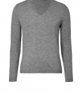 Everyday essential knitwear gets a cool modern redux in Closeds heather grey cashmere pullover - V-neckline, long sleeves - Modern slim fit - Pair with everything from broken-in jeans to chic tailored trousers