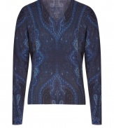 Both cool and contemporary with its characteristic paisley print, Etros V-neck pullover is as chic as it is versatile - V-neckline, long sleeves - Modern slim fit - Wear with tailored trousers and a sleek button-down