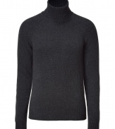 With its ultra luxurious cashmere and understated elegant shades of charcoal heather, Neil Barretts turtleneck pullover is a timeless classic must - Turtleneck, long sleeves, ribbed trim, slim fit - Pair with tailored trousers and lace-ups