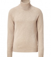 With its ultra luxurious cashmere and understated elegant shades of cream heather, Neil Barretts turtleneck pullover is a timeless classic must - Turtleneck, long sleeves, ribbed trim, slim fit - Pair with tailored trousers and lace-ups