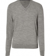 Classically sophisticated, this slim wool pullover from Michael Kors is sure to be a new season staple - V-neck, long sleeves, ribbed hem and cuffs, slim fit - Pair with slim jeans, chinos, or corduroys