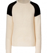 Detailed with black shoulders for that modern feel, Iros iteration of the classic pullover is an ultra cool choice tailored to all-season chic - Rounded neckline, long sleeves, ribbed trim - Easy straight silhouette - Team with everything from jeans and biker boots to button-downs and slim tailored trousers