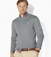 The pinnacle of preppy style, a pairs-with-anything crewneck sweater is rendered in luxurious combed cotton yarns for a soft, smooth hand.