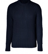 Chunky knit pullovers are a trend favorite must, and Jet Sets textural navy crew neck is an ultra contemporary choice - Rounded neckline, long sleeves, ribbed trim - Classic straight fit - Wear with everything from favorite tees and jeans to fitted button-downs and tailored trousers