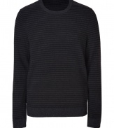 Finish your look on a timeless-modern note with Rag & Bones cool charcoal striped pullover - Crew neckline, long sleeves, charcoal ribbed trim - Contemporary slim fit - Wear with tees and jeans, or over button-downs and slim cut trousers