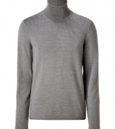 Polished, streamlined staples anchor any wardrobe, and Hugos medium grey turtleneck pullover is a great go-to this season - Crafted from a lighter-weight, pure virgin wool - Classically slim, straight cut - Long sleeves and ribbed turtleneck - Versatile and elegant, the perfect compliment to chinos, jeans or dress trousers