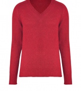 Elegant, streamlined staples anchor any wardrobe, and this red pullover from Marc Jacobs proves a ready addition to any closet - Crafted from a soft, lighter-weight virgin wool and alpaca blend - Slim, straight cut - V-neck and rib trim at hem and cuffs - Seamlessly transitions from work to weekend and pairs perfectly with jeans, chinos, cords or dress trousers