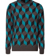 A retro-inspired geometric print enlivens this stylish pullover from PS Paul Smith - Crew neck, long sleeves, slim fit, all-over 3-D square print - Pair with straight leg jeans, chinos, or slim trousers