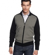 Refresh your weekend look with a classic touch in this herringbone sweater from Geoffrey Beene.