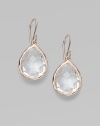 From the Ippolita Rosé Collection. Faceted clear quartz teardrops with 18K yellow gold borders.Clear quartz An alloy of 18K gold and sterling silver plated with 18K rose gold Length, about ¾ Width, about ½ Earwires Imported 