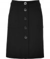 A polished staple for your workwear wardrobe, Steffen Schrauts black flannel skirt is an elegant, everyday indispensable - Slim pencil cut, with medium-width banded waist and button placket extending from navel to mid-thigh - Oversize aprom pockets at hips and decorative seams - Pair with a button down and light cashmere cardigan or a silk blouse and style with classic pumps or loafers