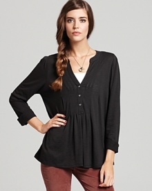 Pintucking details and a flowing silhouette dress up this essential Soft Joie top.