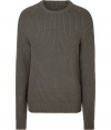 Stylish sweater in fine, cypress green cotton - A modern classic from cult label Marc Jacobs - Elegant all-over ribbed knit - Traditional crew neck and decorative patches at elbows - Modern, slimmer fit and slightly longer cut - Great for everyday, easily dressed up or down - Pair with denim, cords and chinos