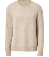 With its ultra luxurious cashmere and understated elegant shades of cream heather, Neil Barretts crew neck pullover is a timeless classic must - Rounded neckline, long sleeves, ribbed trim, classic fit - Pair with tweed blazers and oxfords