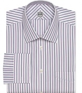 Stripes line up for streamlined boardroom style on this essential Ike Behar dress shirt.