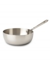 Ideal for stirring and whisking, the stainless steel saucier features a shallow design with wider mouth perfect for sauce reduction and curved sides that allow for easy adding of ingredients. A triple-bonded construction, induction-ready exterior and aluminum core distribute heat evenly and produce perfect results. Lifetime warranty.