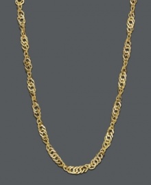 Create a look of ultimate refinement. Necklace features a hollow Singapore chain link crafted in 14k gold. Approximate length: 18 inches. Approximate width: 1.8 mm.