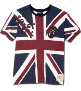 A British invasion of your casual style. This Union Jack Rolling Stones t-shirt is ready to amp up your look.