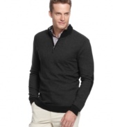 Dispatch a more modern cold-weather look with this Tasso Elba sweater that can easily be layered or worn alone.