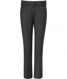 Finish tailored looks on a sleek note with Brunello Cucinellis virgin wool pants, detailed with a chic cropped length perfect for showcasing statement pumps - Side and buttoned back slit pockets, hidden hook closure, belt loops - Slim tailored fit - Team with feminine blouses, sharply cut blazers, and bright accessories