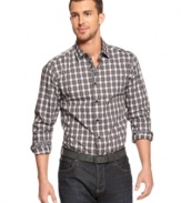 Turn a classic on it's head with contrast placketing on this plaid shirt from Tallia Orange.