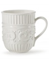 A little bit country. Made for the rigors of daily use but with an embossed design that's entirely graceful, the American Countryside mug from Mikasa promises well-balanced dining in classic white stoneware.