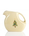 Make it merry. An extra-festive twist on an old favorite, the Christmas Tree disk pitcher is decked with ornaments to match every Fiesta color.