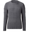 Stylish pullover in a fine, grey wool blend - Fashionably patterned knit - Slim fitted, with long sleeves and rib-knit cuffs - A dream of a basic, classy and casual - A hit combination with jeans, business trousers, khakis