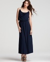 Rope details lend a nautical edge to this Akiko maxi dress, accented with an elegant cowl neck.