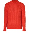 Chunky knit pullovers are a trend favorite must, and Jet Sets textural dark orange crew neck is an ultra contemporary choice - Rounded neckline, long sleeves, ribbed trim - Classic straight fit - Wear with everything from favorite tees and jeans to fitted button-downs and tailored trousers