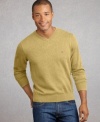 This classic V-neck with color accent goes great with jeans or chinos, t-shirts, button downs or beneath a blazer.