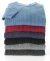 Always a classic. This cable-knit sweater from Geoffrey Beene sweater is a timeless piece every man must own.