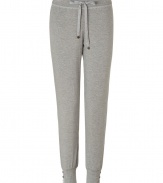 Cozy up to these stylish lounge pants in fine heather grey modal - Hint of stretch creates comfort and a flattering fit - Drawstring waistband, cuffed legs, and decorative lace trim - Pair with basic tee, tank, camisole or sweatshirts - Perfect for downtime anytime