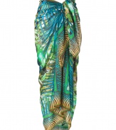 Whether tied around your waist or worn as a tropical-chic scarf, this Matthew Williamson Escape printed sarong injects summer-ready style into your seaside look - Long convertible shape, allover palm print, animal print border - Style with a printed bikini and sandals or tied around your neck with an elevated jeans-and-tee ensemble