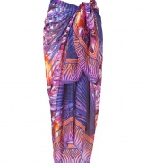 Whether tied around your waist or worn as a tropical-chic scarf, this Matthew Williamson Escape printed sarong injects summer-ready style into your seaside look - Long convertible shape, allover palm print, animal print border - Style with a printed bikini and sandals or tied around your neck with an elevated jeans-and-tee ensemble